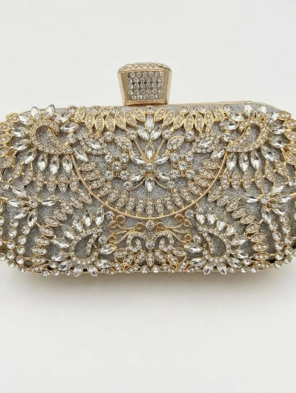 Elegant Gold and Silver Jeweled Evening Clutch